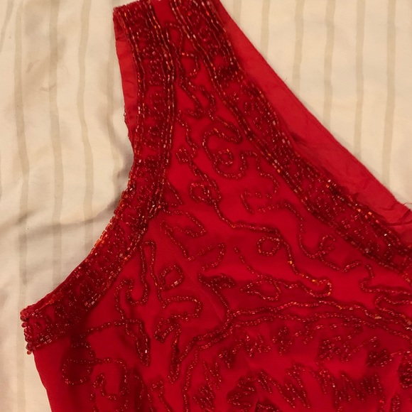Short Beaded Red Formal Dress (Peak Evening) - Picture 8 of 8